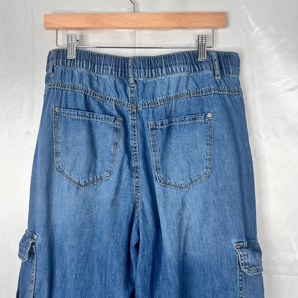 Curve Appeal Cargo Wide Leg Blue Jeans Relaxed Size 12/31 - Picture 9 of 13